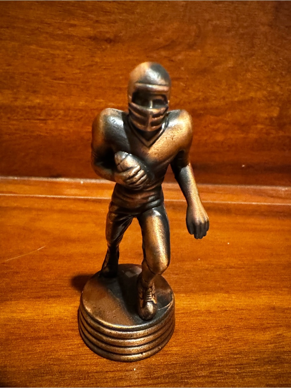 Vintage Estate heavy Bronze Copper Football Player Figurine pencil sharpener